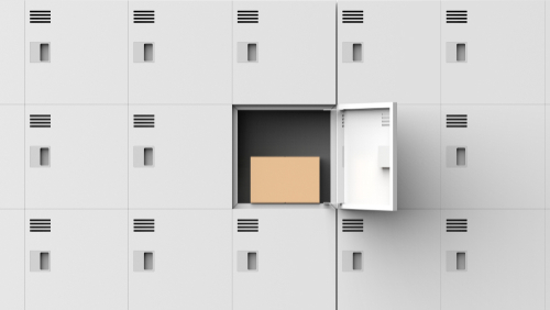 Locker,And,Cardboard,Front,Closeup,3d,Rendering